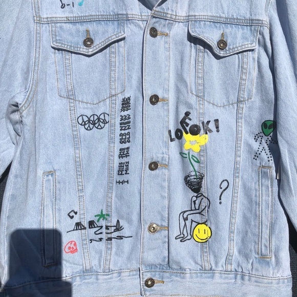 Brooklyn Cloth graphic Artisan oversized denim jacket New L - Picture 4 of 14